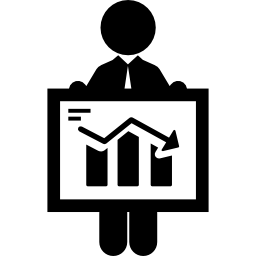 Businessman with graphic of stocks icon