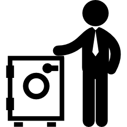 Мужчина стоит рядом со стиральной машиной для стирки белья иконка