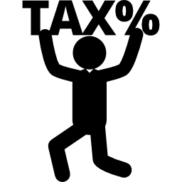hombre con señal de porcentaje de impuestos icono