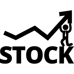 Man improving business graphic arrow holding it up for ascendant stock icon