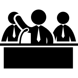 uomini d'affari dietro la scrivania icona