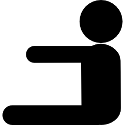 Мужской силуэт с бокового вида, практикующий позу упражнений, сидя с вытянутыми ногами и руками вперед иконка