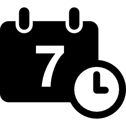 calendrier quotidien au jour 7 avec un petit symbole d'horloge Icône