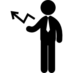 Standing businessman with up arrow icon