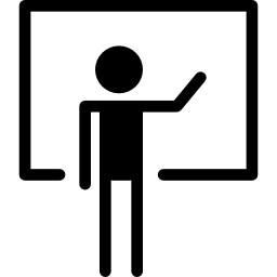 Student writing on a whiteboard icon