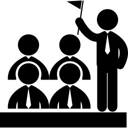 Businessmen meeting with a flag icon