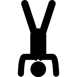 Inverted man posture with head down on floor icon