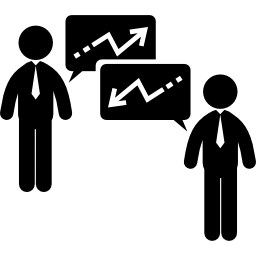 Businessmen with graphics of business stocks icon