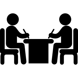 Two businessmen in meeting icon