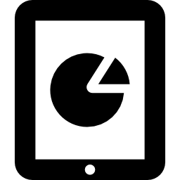 Tablet with circular graphic icon