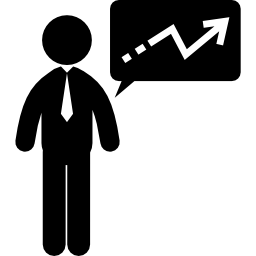 Бизнесмен говорит о статистике акций бизнеса иконка