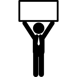 Man lifting blank billboard icon