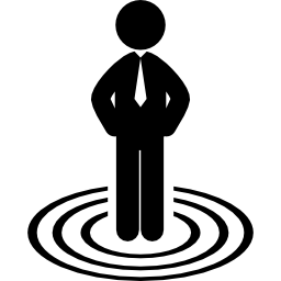 Businessman standing on business target concentric circles icon