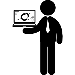 hombre, con, un, computador portatil icono