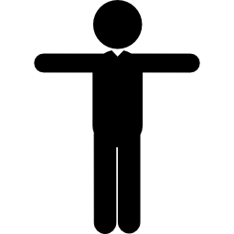 mężczyzna stojący z wyciągniętymi ramionami na boki ikona