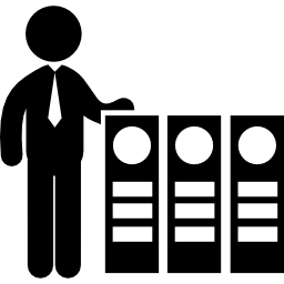 Business man with archives icon