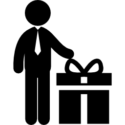 hombre con caja de regalo icono