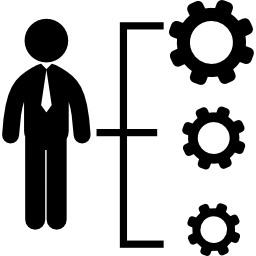 Businessman on graphic of business resources icon