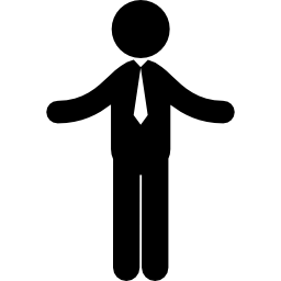 Standing frontal businessman with tie icon