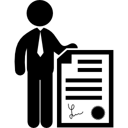 Graduate on business with certificate icon