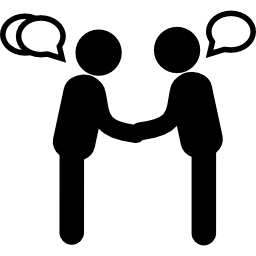 begroeting van staande personen die met elkaar praten icoon