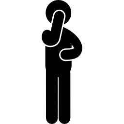 stojący mężczyzna z prawą ręką na twarzy ikona