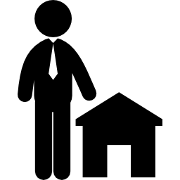 Man standing beside a house icon