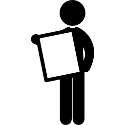 Standing man holding white signal icon