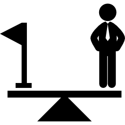 símbolo equilibrado com um homem e uma bandeira Ícone