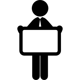 Man holding blank billboard icon