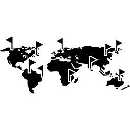 mapa świata z flagami ikona
