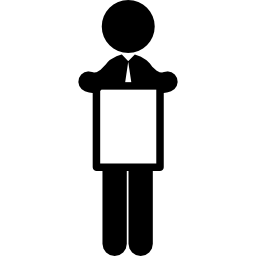 Man holding blank publicity space icon