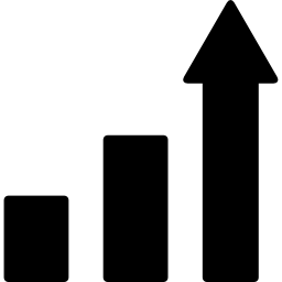 Ascending bars graphic with up arrow icon