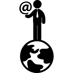 geschäftsmann mit internationalem kommunikationstool icon