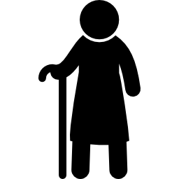 uomo anziano in piedi con un bastone icona