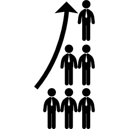 Businessmen graphic with up arrow icon