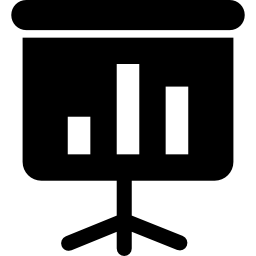 płócienny ekran z grafiką słupków przedstawiających statystyki biznesowe ikona