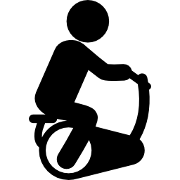 Man exercising on a stationery bicycle icon