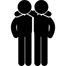 Males friends hug side by side icon