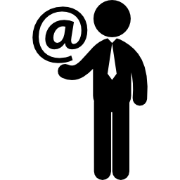 uomo d'affari con il simbolo della posta elettronica icona