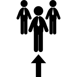 Three men and one up arrow icon