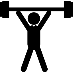 silueta de hombre de pie levantando pesas con pesas icono