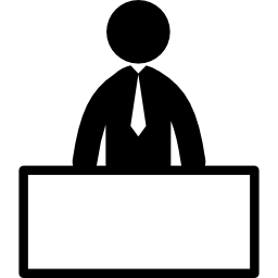 biznesowy mężczyzna pokazuje pustą tablicę reklamową ikona