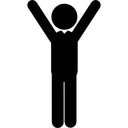 Standing male silhouette with raised arms icon