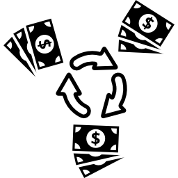 Circular graphic of money icon