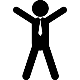 Standing man with tie, with opened arms and legs icon