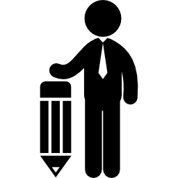uomo in piedi con una matita icona