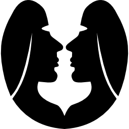 simbolo zodiacale gemelli di due facce gemelle icona