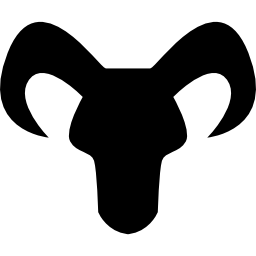 Capricorn astrological sign of head black silhouette with horns icon