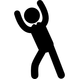 siluetta di postura dell'uomo in piedi con le braccia alzate icona